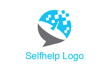 pixels satellite in circle communication logo