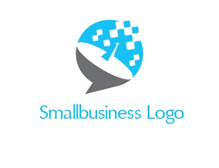 pixels satellite in circle communication logo