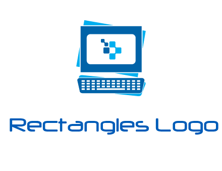 pixel in monitor and keyboard IT logo