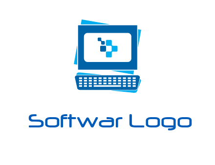 pixel in monitor and keyboard IT logo