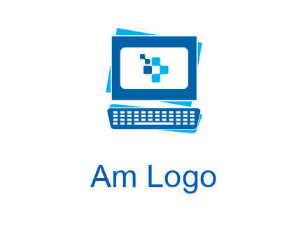 pixel in monitor and keyboard IT logo