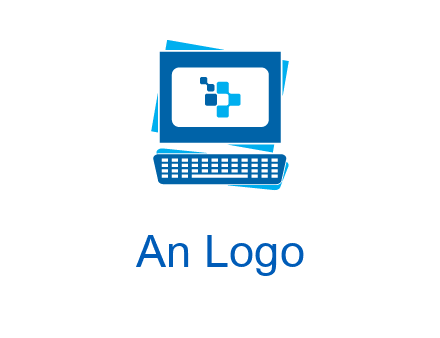 pixel in monitor and keyboard IT logo