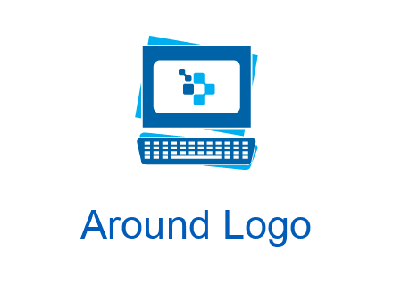 pixel in monitor and keyboard IT logo