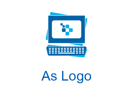 pixel in monitor and keyboard IT logo
