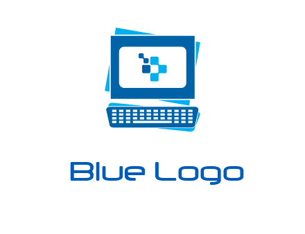 pixel in monitor and keyboard IT logo