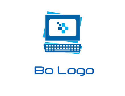 pixel in monitor and keyboard IT logo