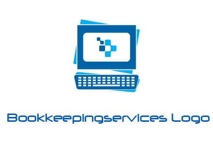 pixel in monitor and keyboard IT logo