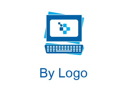 pixel in monitor and keyboard IT logo