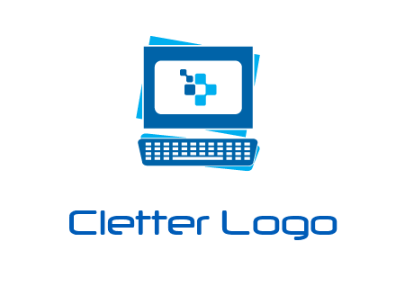 pixel in monitor and keyboard IT logo