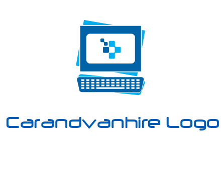 pixel in monitor and keyboard IT logo