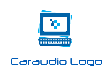 pixel in monitor and keyboard IT logo