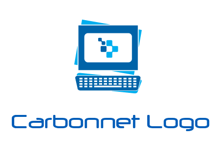 pixel in monitor and keyboard IT logo
