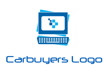 pixel in monitor and keyboard IT logo