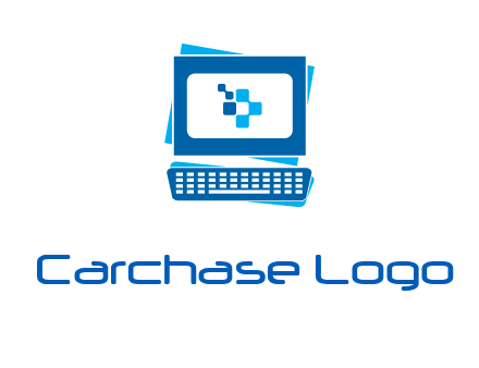 pixel in monitor and keyboard IT logo