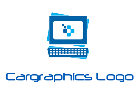 pixel in monitor and keyboard IT logo