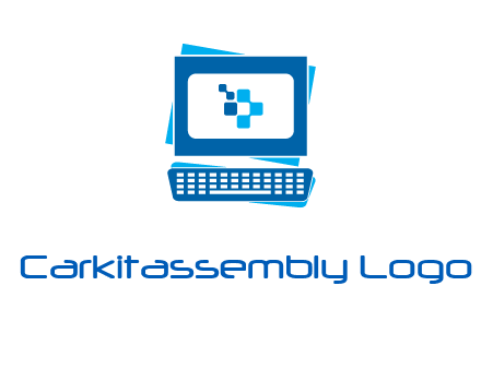 pixel in monitor and keyboard IT logo
