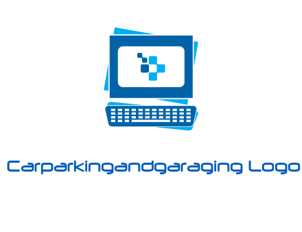 pixel in monitor and keyboard IT logo