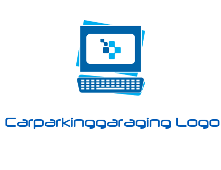pixel in monitor and keyboard IT logo