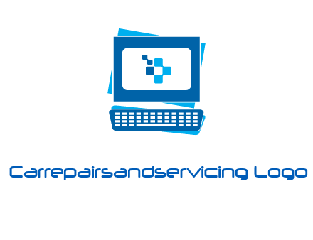 pixel in monitor and keyboard IT logo