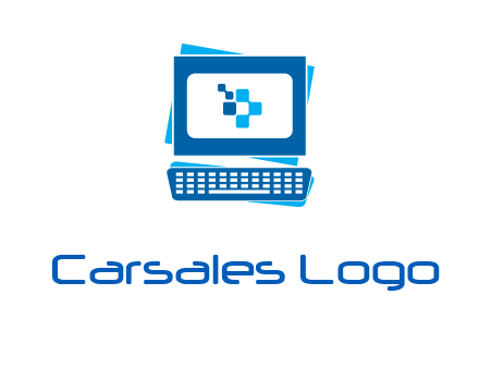 pixel in monitor and keyboard IT logo
