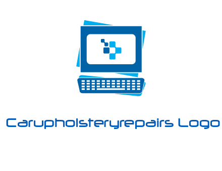 pixel in monitor and keyboard IT logo