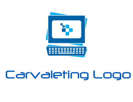 pixel in monitor and keyboard IT logo