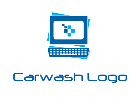 pixel in monitor and keyboard IT logo