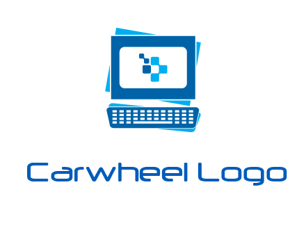 pixel in monitor and keyboard IT logo