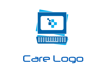 pixel in monitor and keyboard IT logo