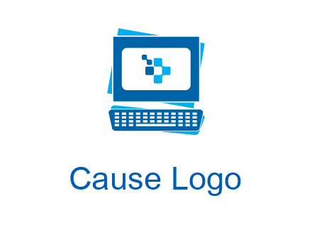 pixel in monitor and keyboard IT logo