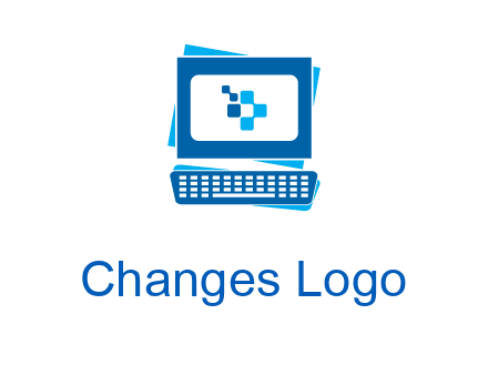 pixel in monitor and keyboard IT logo