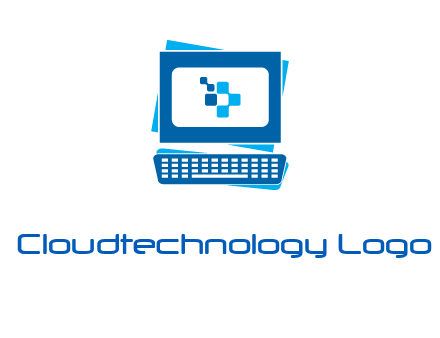 pixel in monitor and keyboard IT logo