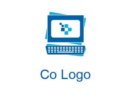 pixel in monitor and keyboard IT logo