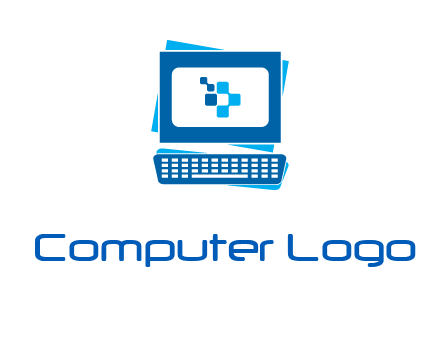 pixel in monitor and keyboard IT logo