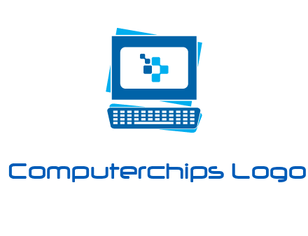 pixel in monitor and keyboard IT logo