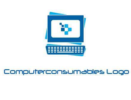pixel in monitor and keyboard IT logo