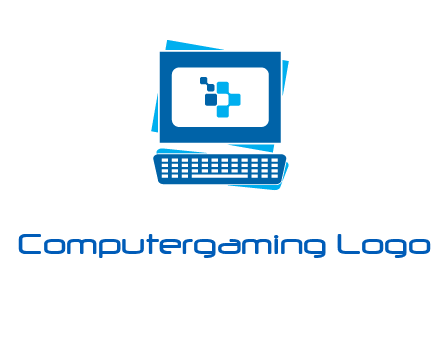 pixel in monitor and keyboard IT logo