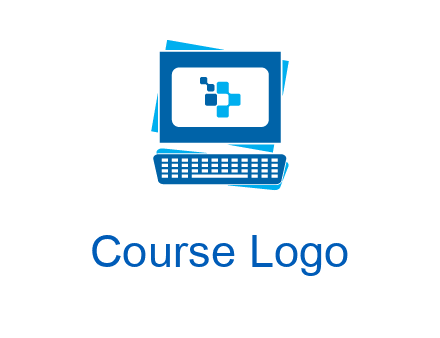 pixel in monitor and keyboard IT logo