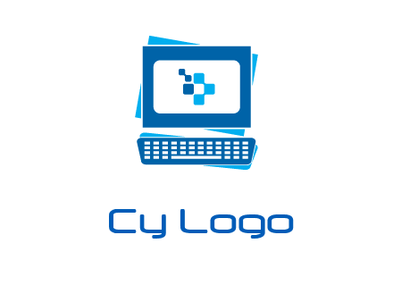 pixel in monitor and keyboard IT logo