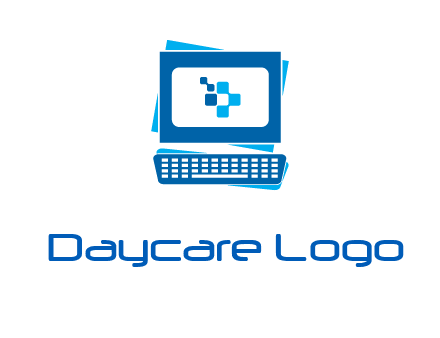pixel in monitor and keyboard IT logo