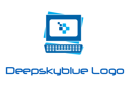 pixel in monitor and keyboard IT logo