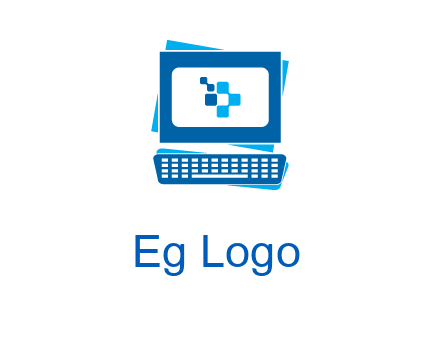 pixel in monitor and keyboard IT logo