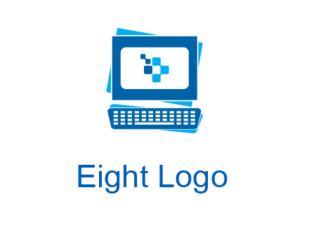pixel in monitor and keyboard IT logo