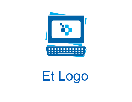 pixel in monitor and keyboard IT logo