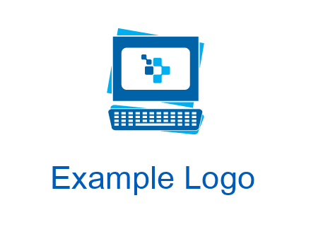 pixel in monitor and keyboard IT logo