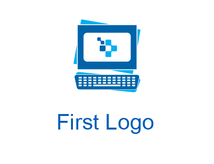 pixel in monitor and keyboard IT logo