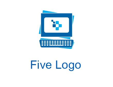 pixel in monitor and keyboard IT logo
