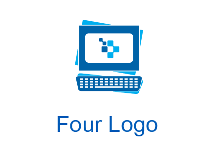 pixel in monitor and keyboard IT logo