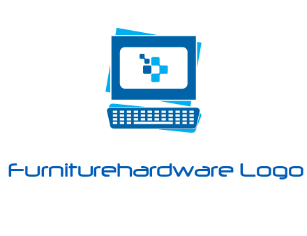 pixel in monitor and keyboard IT logo