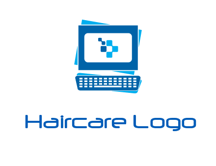 pixel in monitor and keyboard IT logo